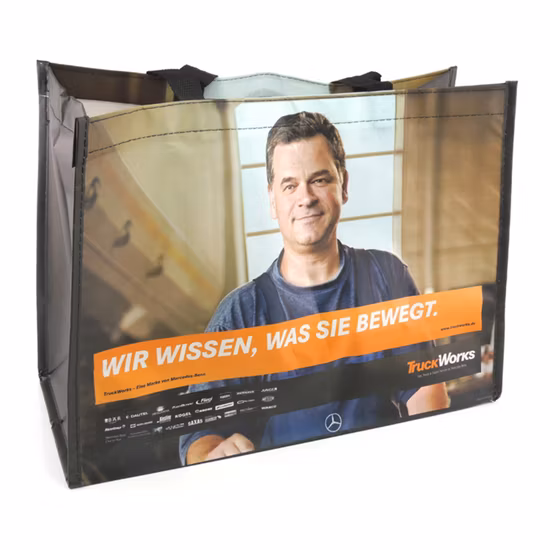 판촉물 : PP 원단과 RPET 라미네이트로 제작한 맞춤형 재사용 쇼핑백